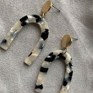 Tortoise Shell Horseshoe Drop Earrings